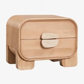 Zestaw 2 Prostokątnych Stolików Nocnych 50x35 Cm Z Drewna Mango I Naturalnego Kamienia Kivalina Travertino – Jasne Drewno Mango - Sklum