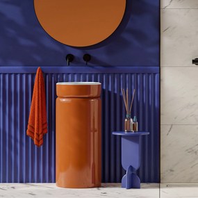 Umywalka wolnostojąca okrągła pomarańczowa RONA Nude Glow 85 x 40 cm : Podłączenie syfonu - Do ściany