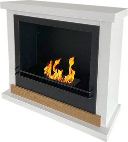 Biokominek stojący Stockholm z białego drewna, dł. 75 x gł. 24 x wys. 68 cm