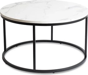 Stolik Kawowy CONNY MAX 80 cm Biały Marmur/Czarny Nowoczesny Glamour