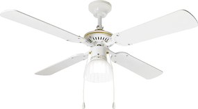 Perenz 7064 B Biały wentylator sufitowy ze światłem - Ø 105 cm, 4 łopatki, 3 prędkości, silnik prądu przemiennego 50 W, cichy, gniazdo żarówki E27