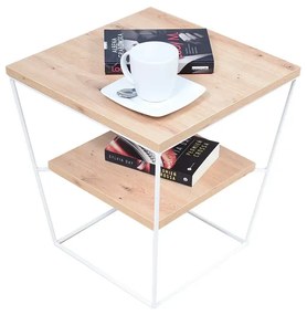 Skandynawski stolik kawowy z półką dąb artisan - Celia 5X