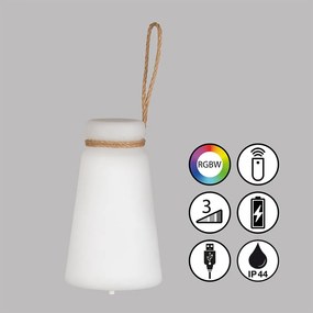 Biało-brązowa lampa stołowa LED (wysokość 20 cm) Bruno – Fischer &amp; Honsel