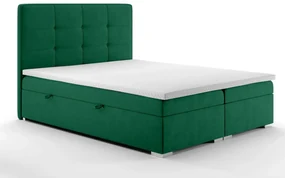 Łóżko kontynentalne TUTO 160x200 zielone velvet z pojemnikiem LAVERTO