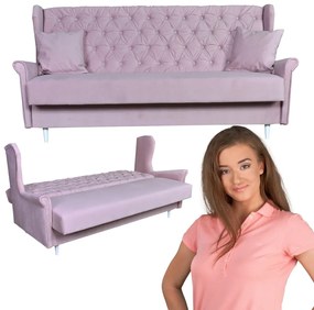 Wersalka welurowa rozkładana sofa uszak fioletowa GAJA Family Meble - DOSTĘPNA OD RĘKI