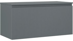 Mexen Rivel szafka łazienkowa podumywalkowa 100 cm z blatem, 1 szuflada, ryflowana , grafit mat - 91A20-10047-1-BFC66