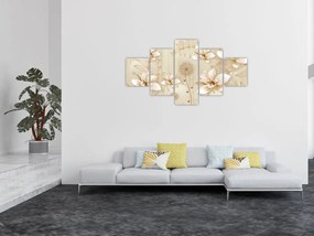 Obraz - Kompozycja złotych kwiatów (125x70 cm)