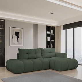 Masseno Narożnik FLUMA z funkcją spania i pojemnikiem na pościel Narozniki L, Rozkładana sofa - Zielony, QUELLE 37