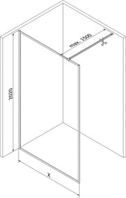 Mexen Kioto-XF ścianka prysznicowa Walk-in z ramką 110 x 202 cm, grafit 10 mm, czarna - 800-110-104-70-40-X