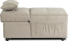 Fotel Wypoczynkowy Rozkładany IBERIS 67 cm Beżowy Tapicerowany Nowoczesny