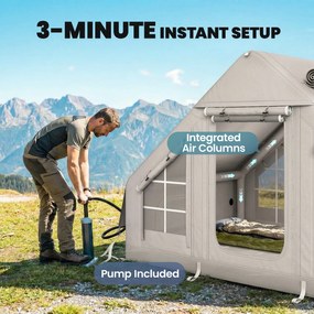 Outsunny Nadmuchiwany Namiot 5-8 Osób Szybki Montaż Wodoodporny 8000 mm Odporność na Wiatr z Pompką Ognioodporne Dachowe Okno | Aosom PL