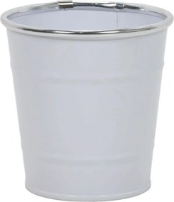 Osłonka na doniczkę typu wiaderko, cynowa, biała, Ø 10 cm