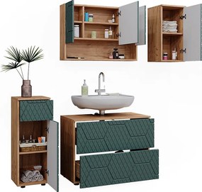 Zestaw mebli łazienkowych zielony/złoty dąb 80x41x58.6 irma