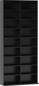 HOMCOM regał do przechowywania 640 płyt CD, regał na Blu-ray z 18 przegrodami i 14 regulowanymi półkami, Czarny | Aosom PL
