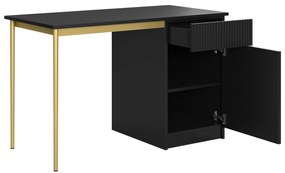 Biurko Nicole 120 cm z szufladą - czarny mat / złote nóżki