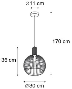 Designerska lampa wisząca czarna 30cm - Wire DosDesignerski Oswietlenie wewnetrzne