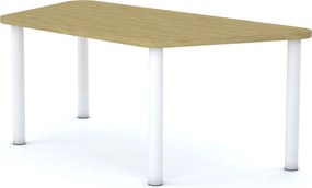 Stół przedszkolny Smart trapez 140x70 cm, rozmiar 0-3, blat dębowy / nogi białe
