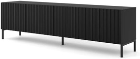 Szafka pod TV z lamelami czarny mat + czarne nóżki K7-D37