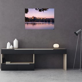 Obraz na szkle - Zamek Praski i Wełtawa (70x50 cm)
