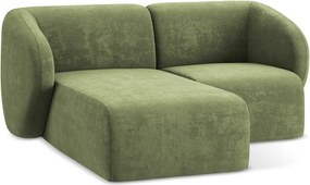 Zielony narożnik z tkaniny szenilowej (lewostronny/z szezlongiem) Lani – Makamii