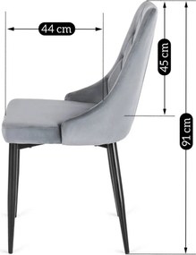 Krzesło Tapicerowane do Salonu CORK Szare Welurowe Nowoczesne Loft