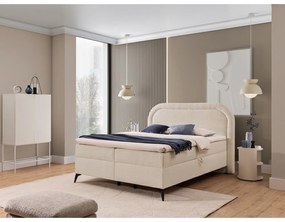 Beżowe łóżko kontynentalne ze schowkiem 180x200 cm Ornes – Ropez