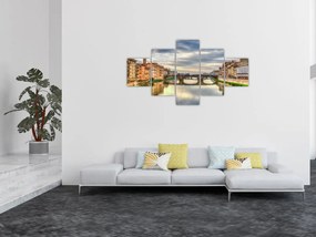 Obraz miasta z rzeką (125x70 cm)