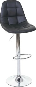 Stołek barowy MCW-A67,  Czarna imitacja skóry, chromowana podstawa