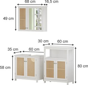 Zestaw mebli łazienkowych biały 60x35x58 rosario