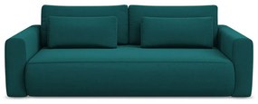Turkusowa aksamitna rozkładana/ze schowkiem sofa 238 cm Kapua – Makamii