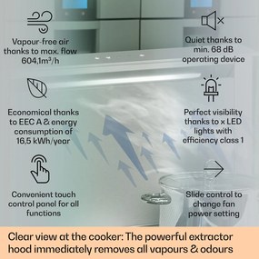 Klarstein Royal Flush 60cm 604.1m³/godz. Okap Blatowy Srebrny