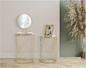 Zestaw Stolików Pomocniczych VKH545, Złoto, 38x38x55 cm, Kendra Home