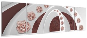 Obraz - Chmury 3D z kwiatami (170x50 cm)