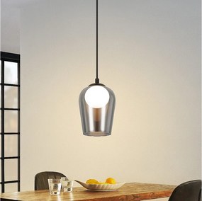 NETTLIFE Lampa wisząca do jadalni Lampa wisząca ze szkła vintage 1 płomień G9 czarny regulowana wysokość