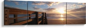 Obraz molo, plaży i morza (170x50 cm)