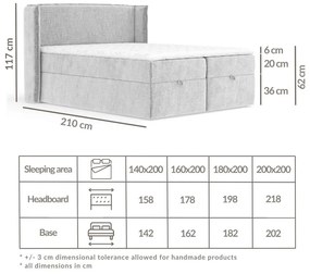 Ciemnozielone łóżko boxspring ze schowkiem 180x200 cm Passion – Maison de Rêve