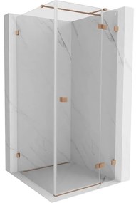 Mexen Lunar T kabina prysznicowa uchylna prawa 90 x 90 cm, transparent, miedź szczotkowana - 834T-090-090-65-00-P