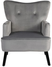 Fotel Uszak Wypoczynkowy BUNNY Szary Welurowy Nowoczesny Loft