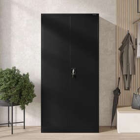 Szafa gospodarcza DAWID, 900 x 1850 x 450 mm, All Black: czarna