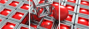 Obraz - 3D metaliczna abstrakcja (z zegarem) (90x30 cm)