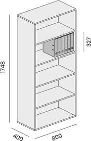 Regał biurowy BLOCK, 800 x 400 x 1748 mm, dąb naturalny