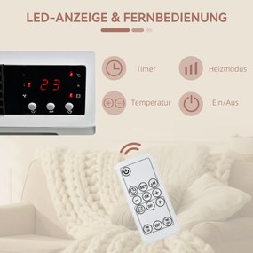 HOMCOM Grzejnik ścienno-2000W z pilotem zdalnego sterowania 2 tryby grzania wyświetlacz LED timer 12h do łazienki