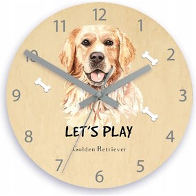 Zegar na ścianę cichy do pokoju dziecięcego drewniany nowoczesny piesek