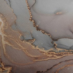 Obraz - Szaro - złoty marmur (z zegarem) (90x30 cm)