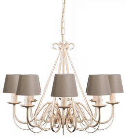 Kryształowy żyrandol 60 cm w kolorze kremowym z abażurami w kolorze taupe - Giuseppe 8