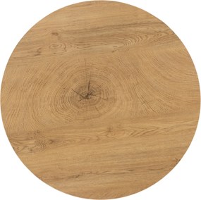 Stolik kawowy okrągły Liviano 80 cm z metalowymi nogami - dąb naturalny / czarny