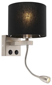 Nowoczesna lampa ścienna stalowa z czarnym kloszem - Brescia Nowoczesny Oswietlenie wewnetrzne