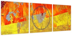 Obraz abstrakcji - malarstwo (z zegarem) (90x30 cm)