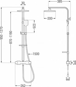 Mexen CQ62 zestaw prysznicowy natynkowy z deszczownicą i baterią termostatyczną, chrom - 772506295-00