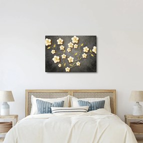 Obraz - Złoty krzew na czarnym tle (70x50 cm)